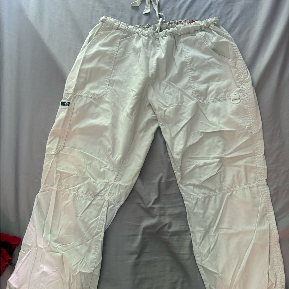 Koi White Cargo Scrub Pants
